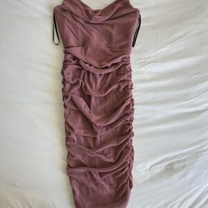 Michael Costello x Revolve India Ruched Strapless Midi Dress in Blush | XS